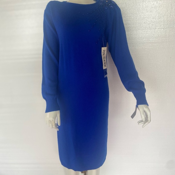 Vintage NWT sweater dress w sequins beads 80s 90s - Picture 2 of 12